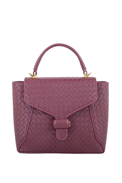 Maroon Woven Leather Handbag