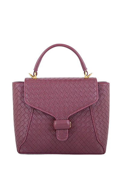 Maroon Woven Leather Handbag