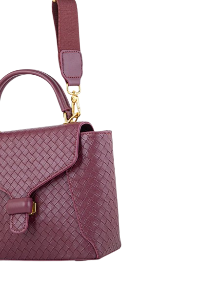 Maroon Woven Leather Handbag