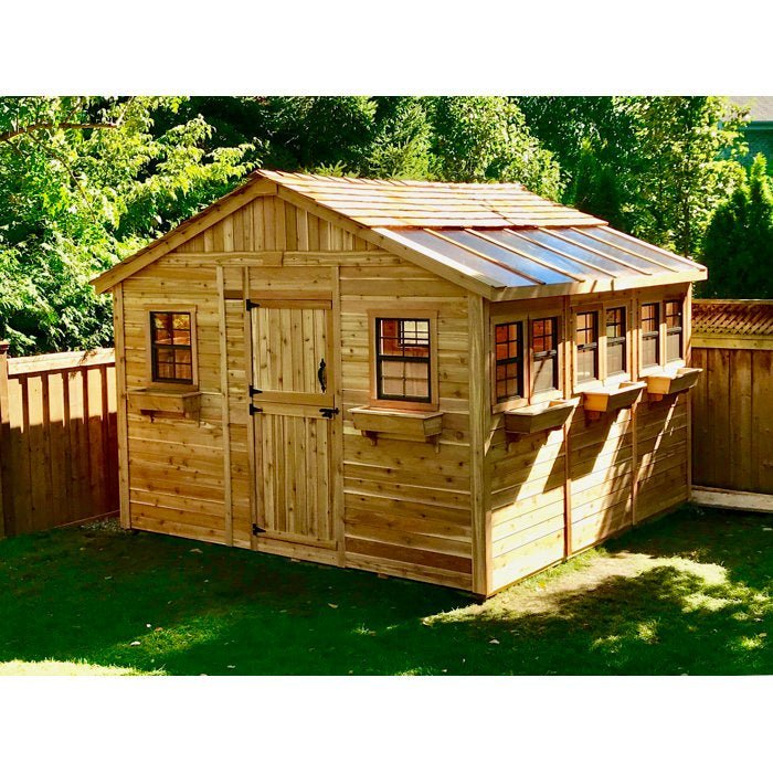 12 ft. W x 12 ft. D Cedar Wood Sunshed Garden Shed - Image 1