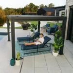 16X12 TRENTON MODERN STEEL PERGOLA WITH SAIL SHADE SOFT CANOPY - Image 3