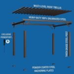 16X12 ASHFORD TRADITIONAL STEEL PERGOLA WITH SAIL SHADE SOFT CANOPY - Image 7
