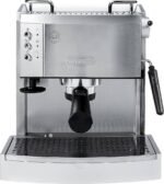De’Longhi – Espresso Machine with 15 bars of pressure, Milk Frother and removable water tank – Stainless Steel