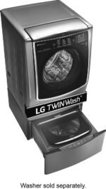 LG – SIGNATURE SideKick 1.0 Cu. Ft. High-Efficiency Smart Top Load Pedestal Washer with SmartRinse – Black stainless steel - Image 3