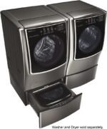 LG – SIGNATURE SideKick 1.0 Cu. Ft. High-Efficiency Smart Top Load Pedestal Washer with SmartRinse – Black stainless steel - Image 4