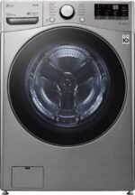 LG – 4.5 Cu. Ft. High-Efficiency Stackable Smart Front Load Washer with Steam and 6Motion Technology – Graphite steel