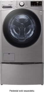 LG – 4.5 Cu. Ft. High-Efficiency Stackable Smart Front Load Washer with Steam and 6Motion Technology – Graphite steel - Image 13