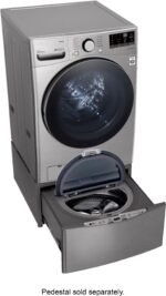 LG – 4.5 Cu. Ft. High-Efficiency Stackable Smart Front Load Washer with Steam and 6Motion Technology – Graphite steel - Image 7