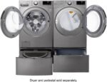 LG – 4.5 Cu. Ft. High-Efficiency Stackable Smart Front Load Washer with Steam and 6Motion Technology – Graphite steel - Image 4