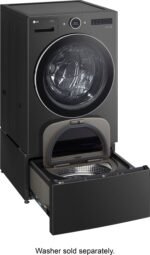 LG – SideKick 1.0 Cu. Ft. High-Efficiency Smart Top Load Pedestal Washer – Black steel - Image 8