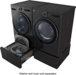 LG – SideKick 1.0 Cu. Ft. High-Efficiency Smart Top Load Pedestal Washer – Black steel - Image 6