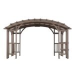 SummerCove 10 ft. x 14 ft. Light Gray Cedar Frame Arched Pergola with Shelves - Image 13