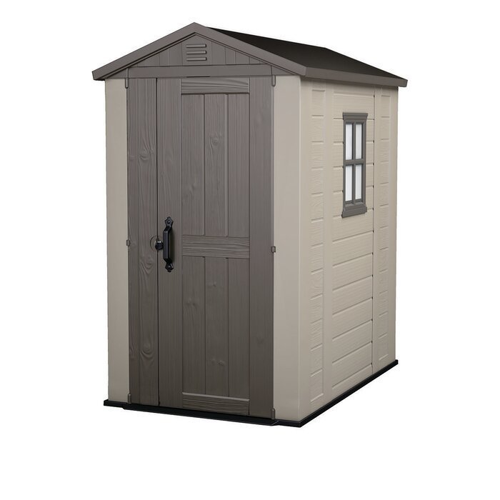 Factor 4x 6 FT Durable Resin Outdoor Storage Shed with Reinforced Steel For Lawn Patio Garden - Image 1
