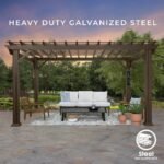16X12 ASHFORD TRADITIONAL STEEL PERGOLA WITH SAIL SHADE SOFT CANOPY - Image 5