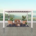 12×10 Windham Modern Steel Pergola With Sail Shade Soft Canopy