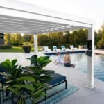 12×10 Windham Modern Steel Pergola With Sail Shade Soft Canopy - Image 3