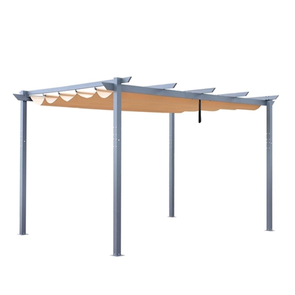 Aluminum Outdoor Retractable Canopy Pergola – 13 x 10 Ft – Sand Color - Image 1