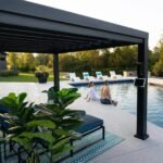 14X12 TRENTON MODERN STEEL PERGOLA WITH SAIL SHADE SOFT CANOPY - Image 2