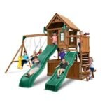 Swing-N-Slide WS 8353 Knightsbridge Deluxe Wooden Swing Set with Two Slides Climbing Wall Swings Glider & Picnic Table Wood - Image 8